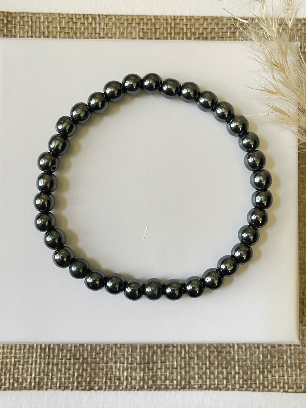 Natural gemstone Bracelet Hematite
 (5 mm), stretchable, 2.5 inches diameter